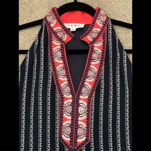 THML Faye Embroidered Dress Halter Shift Sz large